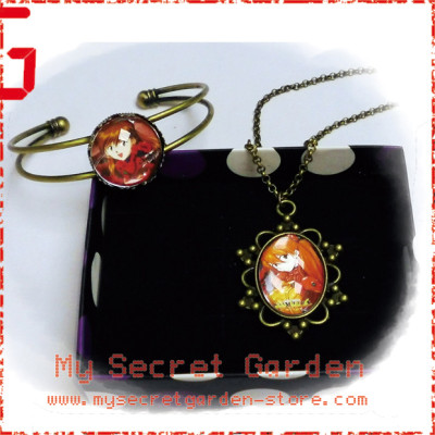 Neon Genesis Evangelion 新世紀エヴァンゲリオン Asuka Langley Soryu Anime Cabochon Bronze Necklace and Bracelet Set Neon Genesis Evangelion 新世紀エヴァンゲリオン Asuka Langley Soryu Anime Cabochon Bronze Necklace and Bracelet Set